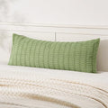 MIULEE Lumbar Corduroy Throw Pillow Cover for Bed 14x36 Beige Pack of 1