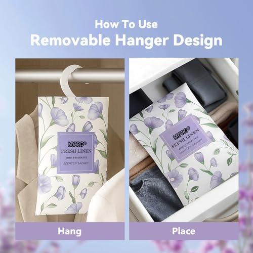 MYARO 12Pcs Linen Sachets Hanging Car Air Freshener, Closet Deodorizer