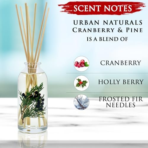 Urban Naturals Reed Diffuser Set, Cranberry & Pine - Bathroom Shelf Décor