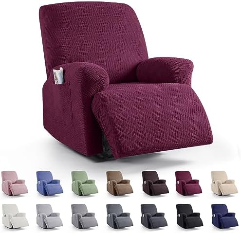 KinCam Recliner Chair Covers, Stretch Reclining Cover, Burgundy