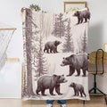 Forest Bears Fall Throw Blanket,Vintage Animal Cozy Plush Fluffy Blanket for Living Room Decor,Lightweight Fleece Throws for Couch,Bed,Traveling,Naps,Reading,60 X 80 Inch