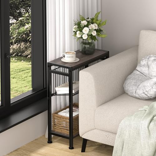 Narrow Side Table Set of 2, 3-Tier End Table, Small Nightstand