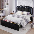 SHA CERLIN Queen Size Bed Frame with LED Lights and Storage Drawer, Black