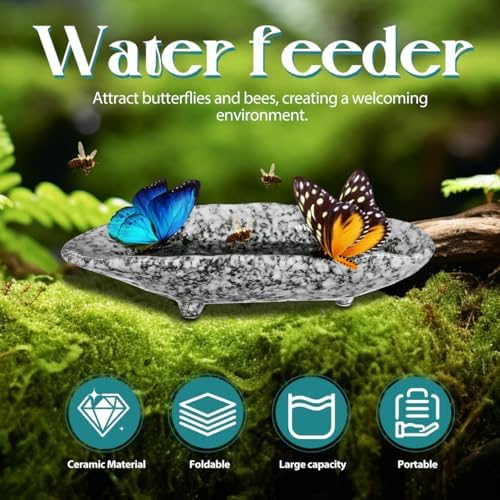 Toddmomy Ceramic Butterfly Puddler Bee Waterer Shallow Garden Watering Dish