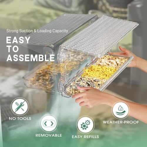 SUNALLY Window Bird Feeder Outdoors, Clear Bird Feeders for Wild Watching