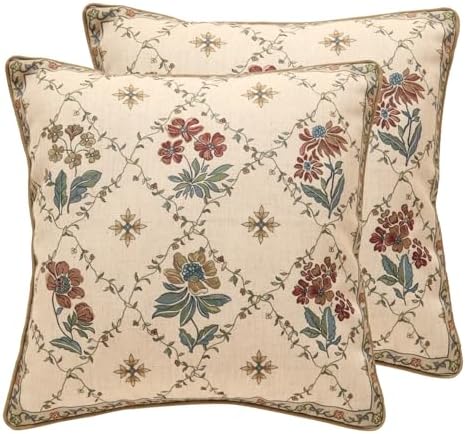 patdrea Designer French Vintage Throw Pillow Cover,18"x18",Set of 2