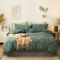 HighBuy Jersey Knit Cotton Duvet Cover King Green Floral 100% T-Shirt Cotton Comfy Bedding Sets Super Soft Garden Chic Comforter Cover King Size