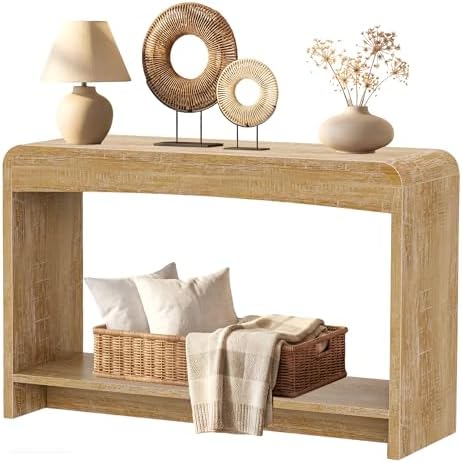 Farmhouse Entryway Table, 43.7" Console Table with Open Shelf
