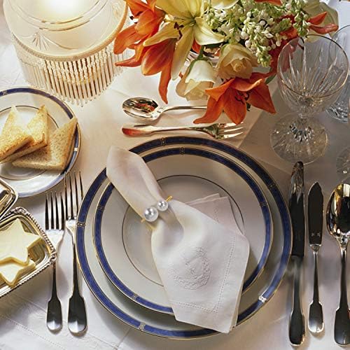 KPOSIYA Pearl Napkin Rings Set of 100 Gold Napkin Holder for Table Decor