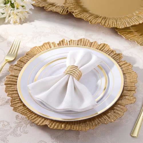 Goodluck 100 Pack 13 Inch Gold Reef Plastic Charger Plates