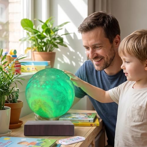 Levitating Moon Lamp Floating and Spinning in Air Freely with Gradually Changing LED Lights,Decorative Light for Kids Lover Friends