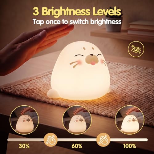 Seal Silicone Night Light for Kids, Cute Squishy LED Lamp Gift