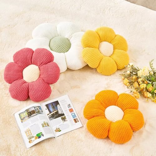 Kcvvcr Flower Throw Pillow, Soft Orange 19.6" Shaped Floor Pillow for Home Decor, Cute Aesthetic Plush Decorative Pillows for Bed, Sofa, Couch