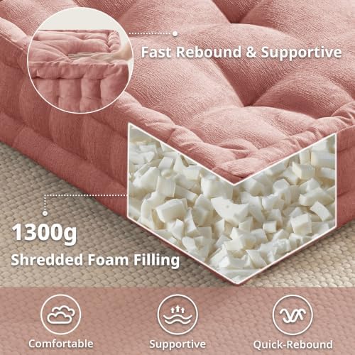 Intelligent Design Floor Pillow, Cushion for Meditation, 24x24 Dusty Peach