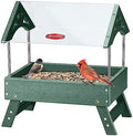 Kingsyard Covered Platform Ground Bird Feeder for Outdoors, Green