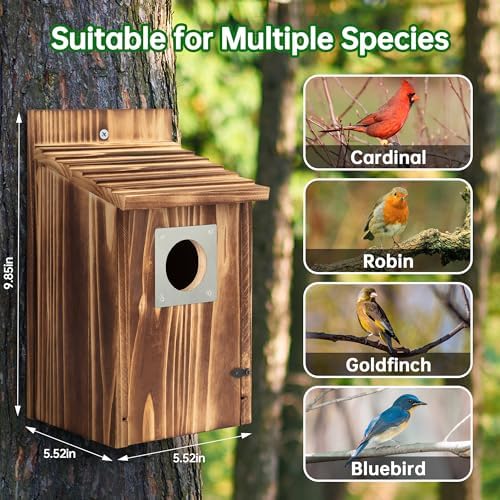 UUMENHA Bird Houses for Outside with Metal Predator Guard, Fully Assembled
