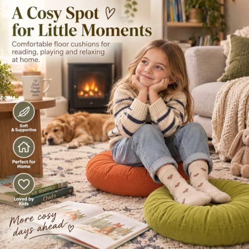 TOPCHANCES Kids Floor Cushions 6 Pack, 16" Round Classroom Seating with Handles, Waterproof Smolder-Resistant Sitting Pillows for Reading Circle Time, School & Daycare