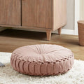 Intelligent Design Round Chenille Tufted Floor Pillow Dia 22"x6" Blush