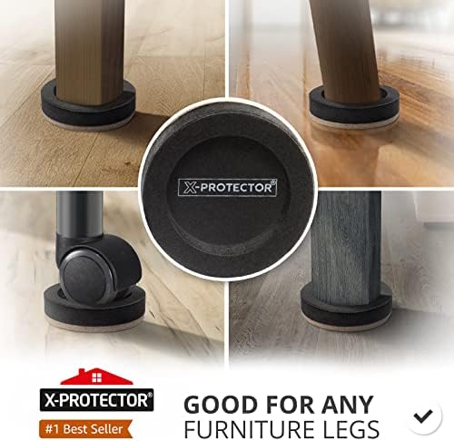 Felt Furniture Sliders for Hardwood Floors X-PROTECTOR 8 PCS 3 ½”