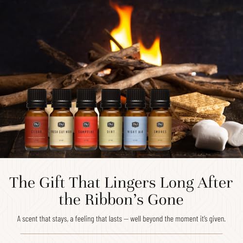 P&J Trading Fragrance Oil Camping Set | Campfire, Smores, Dirt, Fresh Cut Wood, Night Air, and Cedar Candle Scents for Candle Making, Freshie Scent, Soap Making Supplies, Diffuser Oil Scents