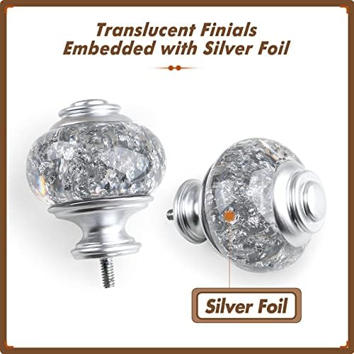 USFOOK Replacement Finials for Curtain Rods (1 or 7/8 Inch), Silver