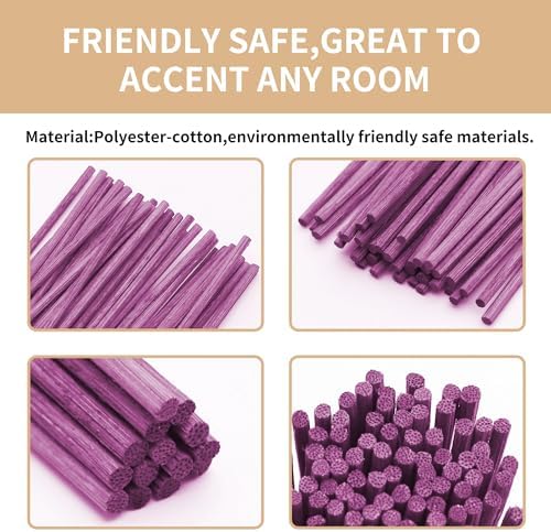 VFULIE 100PCS Reed Diffuser Sticks, Refill Replacement for Aroma Fragranc (100, Violet)