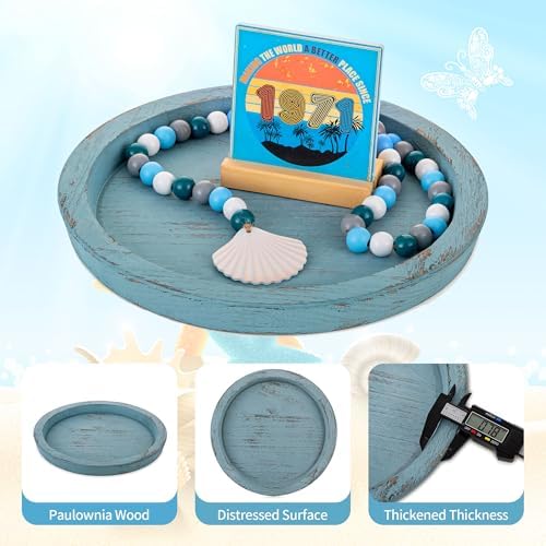 Hanobe Coastal Decorative Tray, Farmhouse Plate for Beach Table Decor
