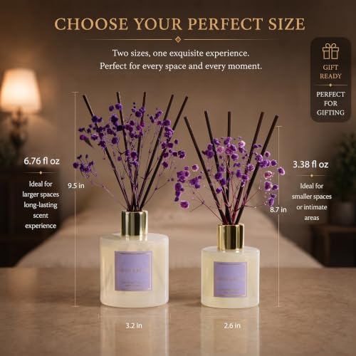 COCORRÍNA Reed Diffuser - Lavender Thyme 3.38 fl oz Reed Diffuser for Bedroom Bathroom Home Décor