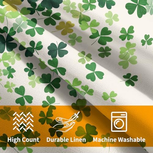 St. Patrick's Day Pillowcase 16x16 Inch 2 Pack Shamrocks Lucky Clover Throw Pillow Covers Saint Patrick Day Spring Cotton-Linen Square Cushion Cases Holiday Themed Gifts for Home Couch Bedroom