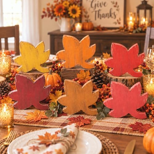 Jetec 9 Pcs 6 Inch Fall Maple Leaves Unfinished Wooden Signs Thanksgiving