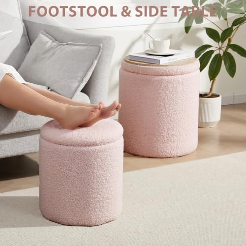 Royal Windsor Round Ottoman with Storage Set of 2, Storage Vanity Stool
