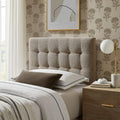 Modway Lily Twin Size Headboard with Biscuit Tufting in Taupe - Fabric Upholstery with Padded Design and 5 Height-Adjustable Mounts