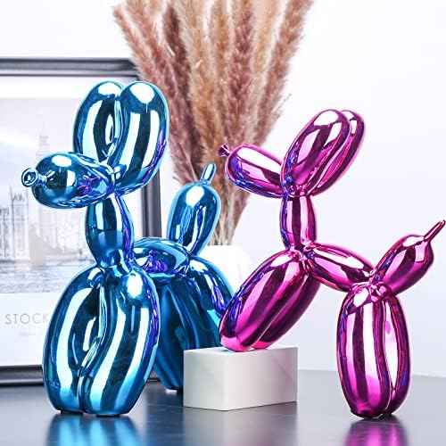 Blue Balloon Dog Decor,Balloon Animal Decor,Shelf Decor Preppy Room Decor,Cute Statue Home Decor, Bedroom Modern Sculpture Desk Decor,Office Gold Decorations Small Figurines