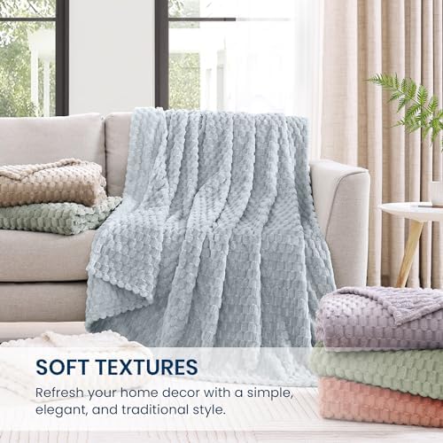 Monbix Twin Blanket for Couch-Room Decor Fuzzy Fleece Flannel Bed Blankets