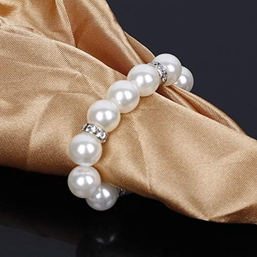 ZiDeTang 20Pcs Pearl Rhinestones Napkin Ring for Table Decoration Serviette Holder Party Decoration A