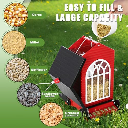 Gbekery Squirrel Proof Bird Feeders, 5LB Capacity, Weight-Activated, Red