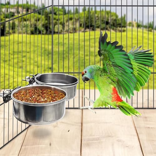 PINVNBY Stainless Steel Bird Food Bowl Water Bowls Parakeet Food Dish