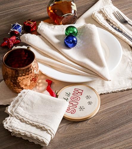 Lightnpro Cotton Flax Dinner Napkins, 18x18 Inch, Natural, Set of 12