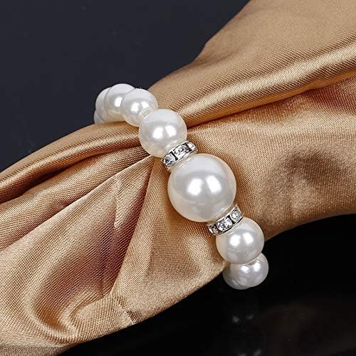 ZiDeTang 20Pcs Pearl Rhinestones Napkin Ring for Table Decoration Serviette Holder Party Decoration D