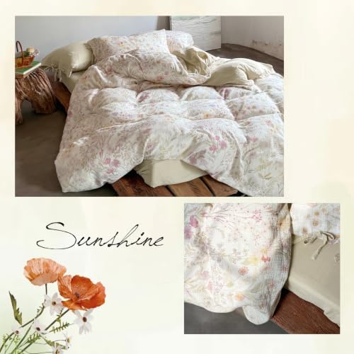 Cottagecore Wildflower Duvet Cover Set Twin,Colorful Floral Prints