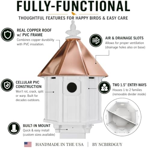 Handmade Copper Roof Bluebird House (H8C)
