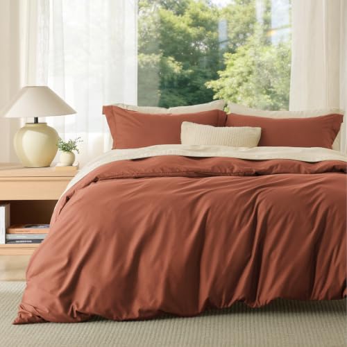 Bedsure Duvet Cover Full Size, Double Brushed Bedding Set, Burnt Orange