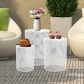 Metal Frame Accent Table,Cylindrical Outdoor Side Table,Decorative Garden Stool,Set of 3 Nesting Side Table,Modern Decorative Garden Stool for Patio Balconies Cafes Parks (3, White)