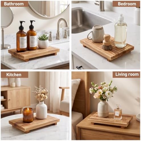 Wood Pedestal Stand Riser for Bathroom Tray Kitchen Sink Counter Decor Tray