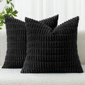 MIULEE Corduroy Decorative Throw Pillow Covers 20x20 Black Pack of 2