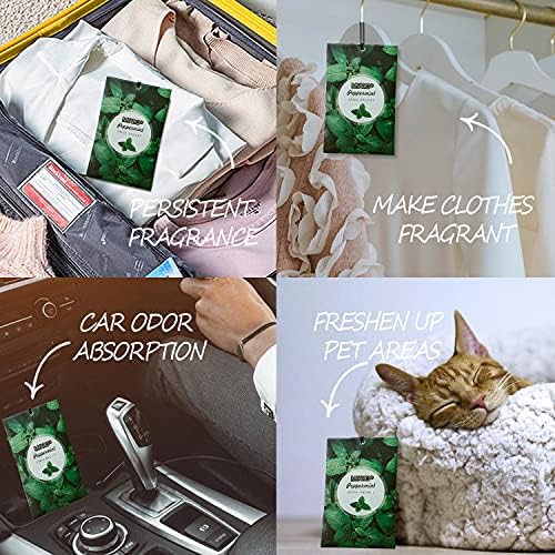 MYARO 12 Pack Peppermint Scented Sachets, Closet Deodorizer Car Freshener