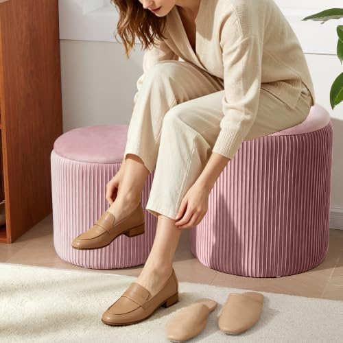 Royal Windsor Round Ottoman with Storage Set of 2, Storage Vanity Stool