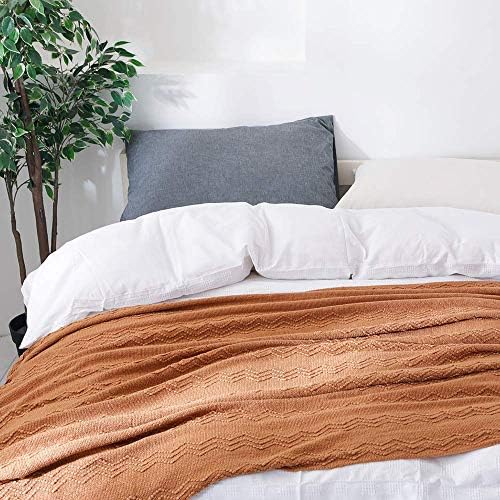 BOURINA Almond Throw Blanket 60x80 Inch Boho Knit Soft Throw Sofa Blanket