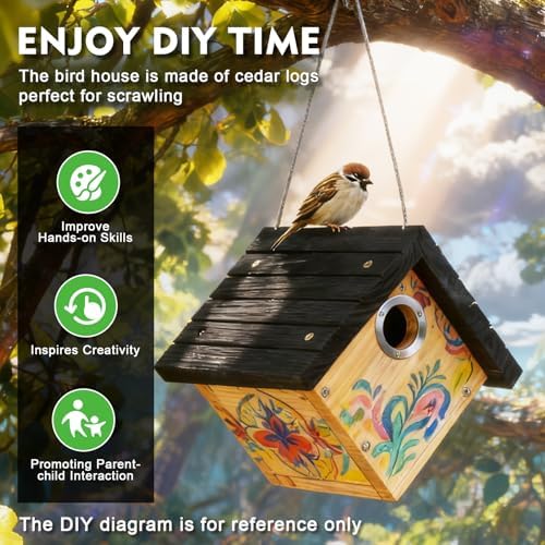 Gtongoko Hanging Wren Bird Houses for Outside with 1-1/8" Entrance 1 Pack