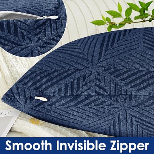 YEMYHOM Pack of 2 Throw Pillow Covers 18 x 18 Inch High Stretch Jacquard Pillowcase for Couch Sofa Living Room Home Decor, Navy
